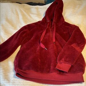 Fuzzy maroon Hoodie